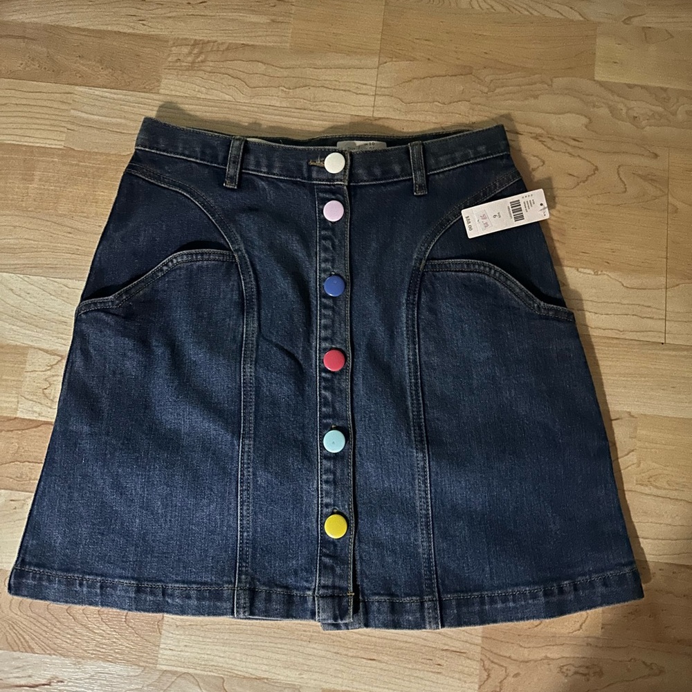 Denim Button-Front Skirt